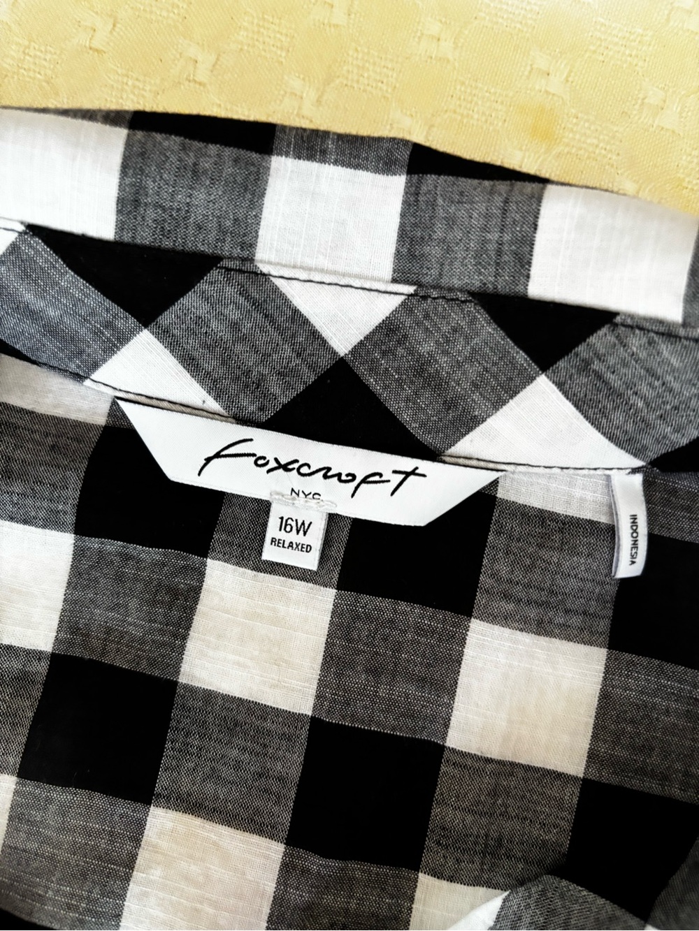 Foxcroft Black and White Check Button-Front Blouse - Picture 3 of 11